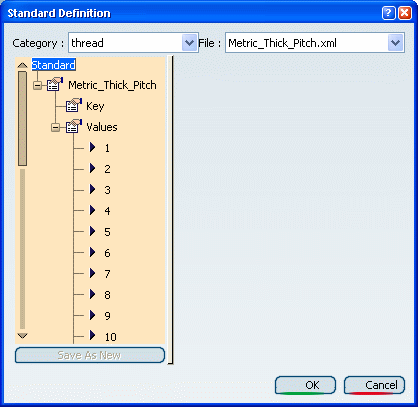 catia v5 thread standards using xml file